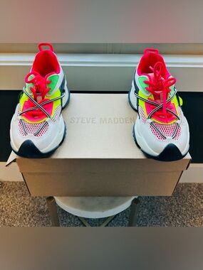 Steve Madden Neon Pink & Lime Accent Sneakers
